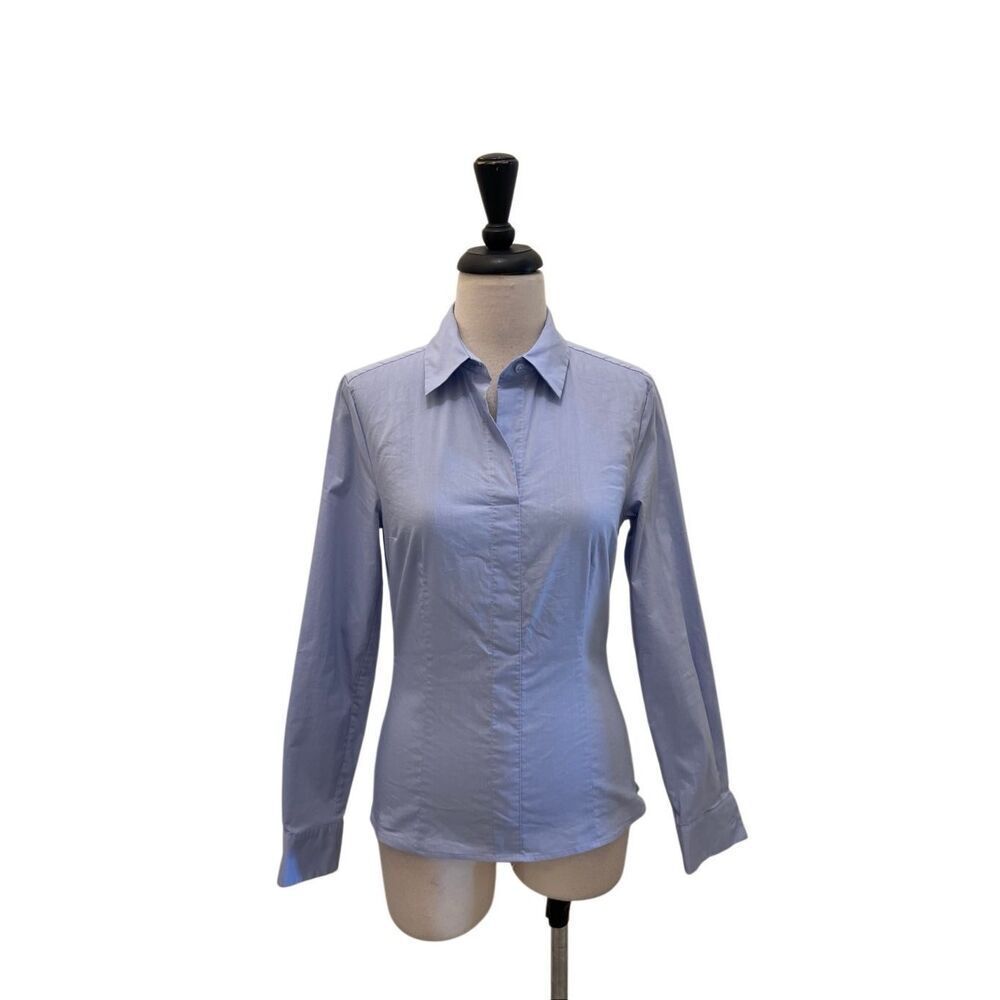 Boss Hugo Boss Women's Bashina Long Sleeve Slim Fit Blouse Light Blue Size XS